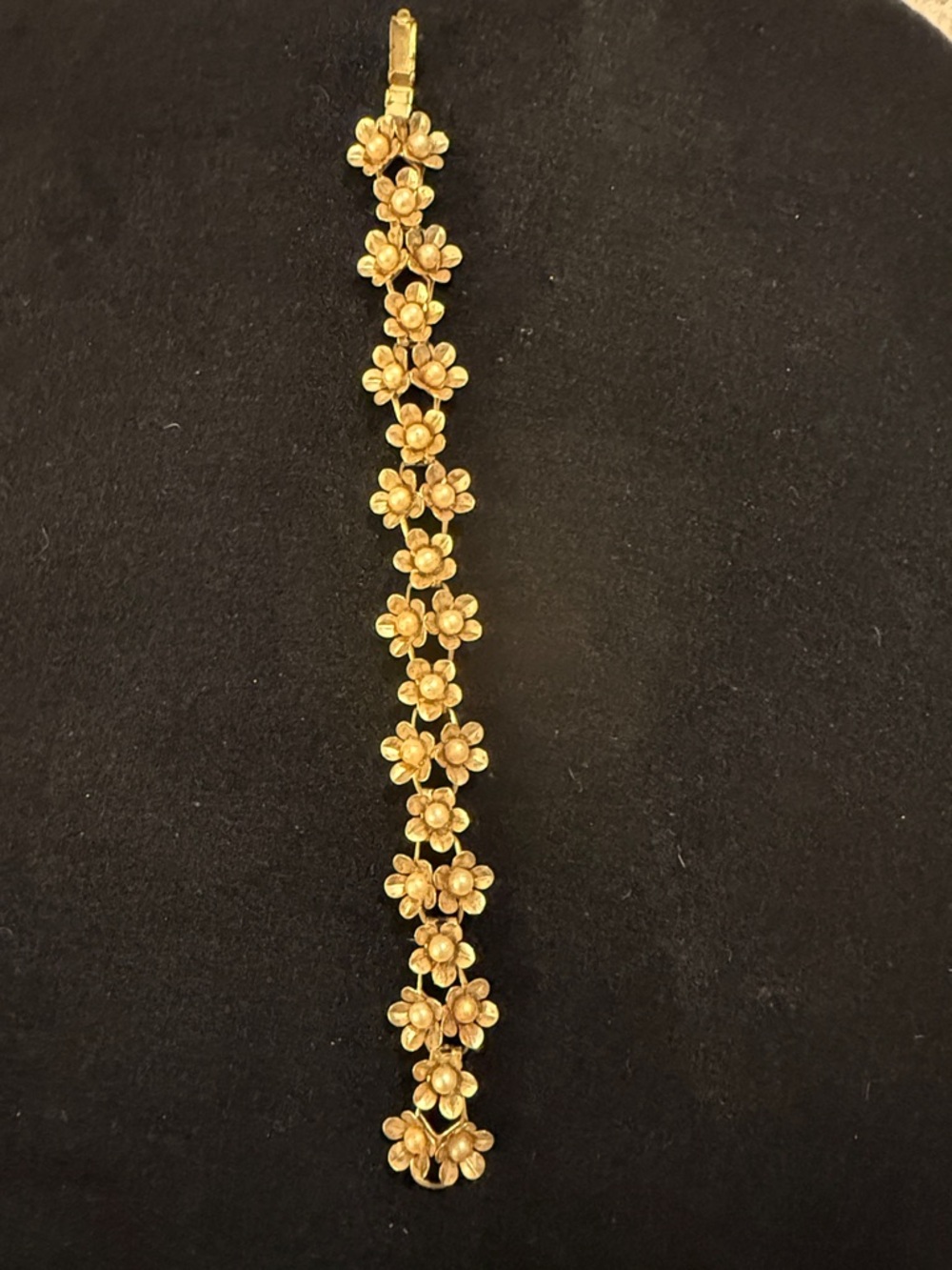 Vintage Gold-Tone Floral Link Bracelet
